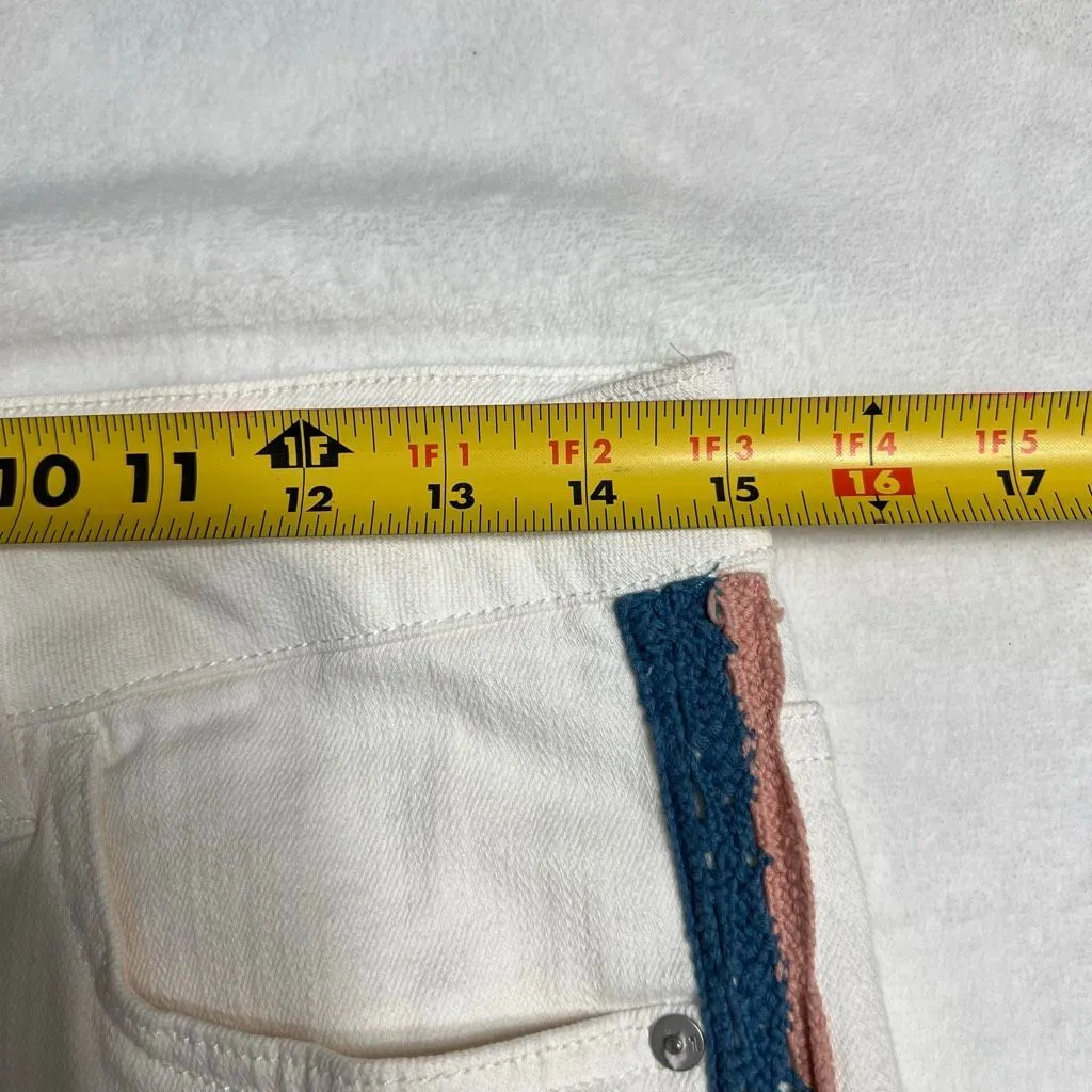 Anthro Pilcro and The Letterpress White High Rise SKinny Jeans 28 Crochet Detail - Image 9