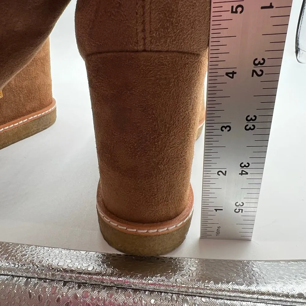 Veronica Beard Women 9.5 Arlo Suede Leather Wedge Boots Hazelwood Tan Brown NWOT - Image 7