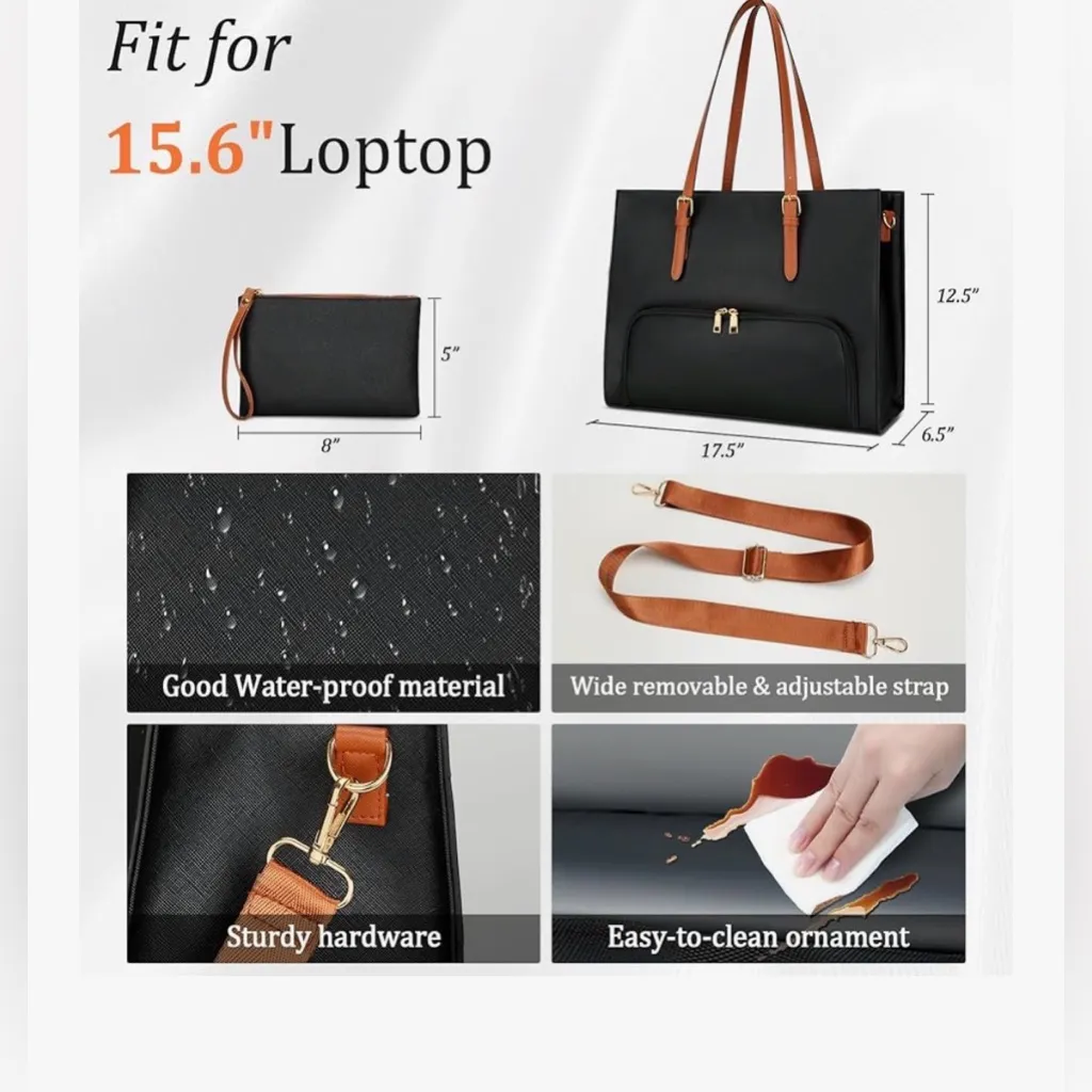 NWT KKXIU Black Laptop Tote w/ Insulated Lunch Compartment + Wallet - Image 7