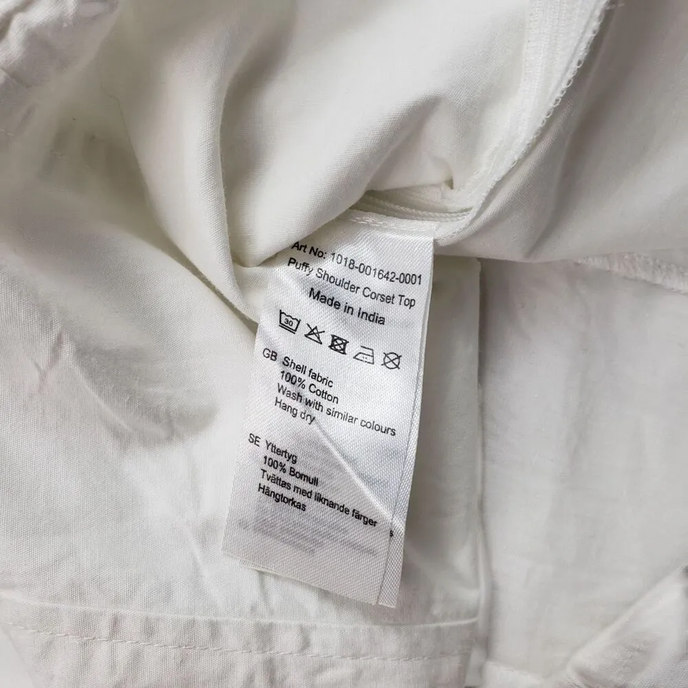 NAKD Puffy Shoulder Corset Top Womens Medium 38 White Side Zip Boho - Image 7