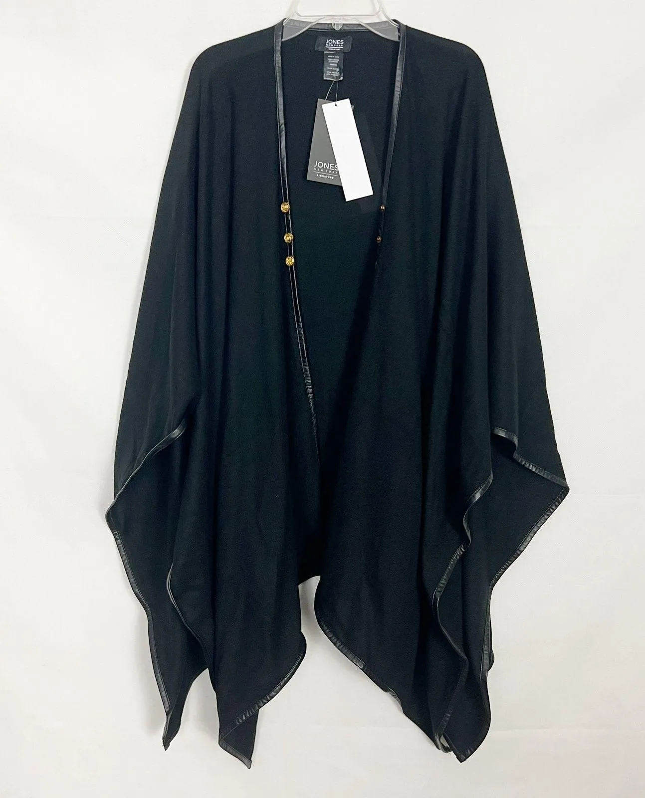 NWT Jones New York 1/4 Button Black Cape One Size - Image 2