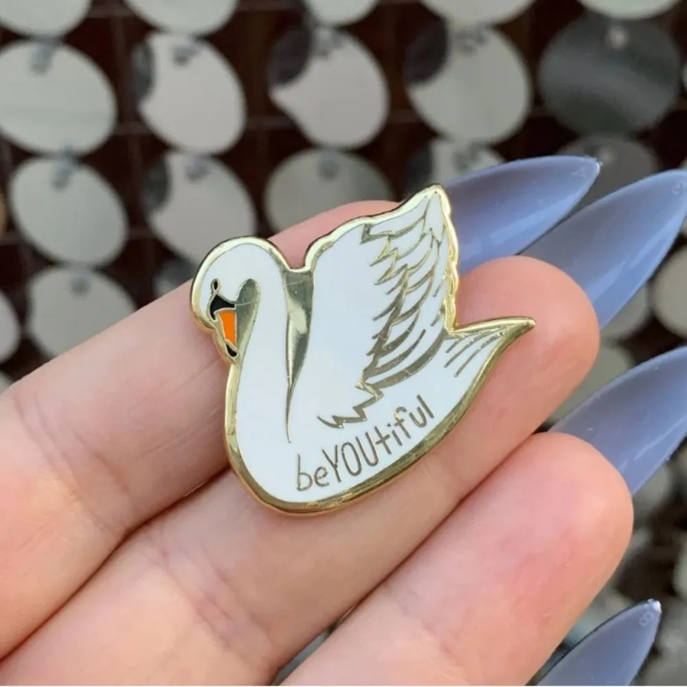 You Are Naturally Beautiful When You Are Swan Enamel Pin, Great Gift! 🎁 Gold - Image 4