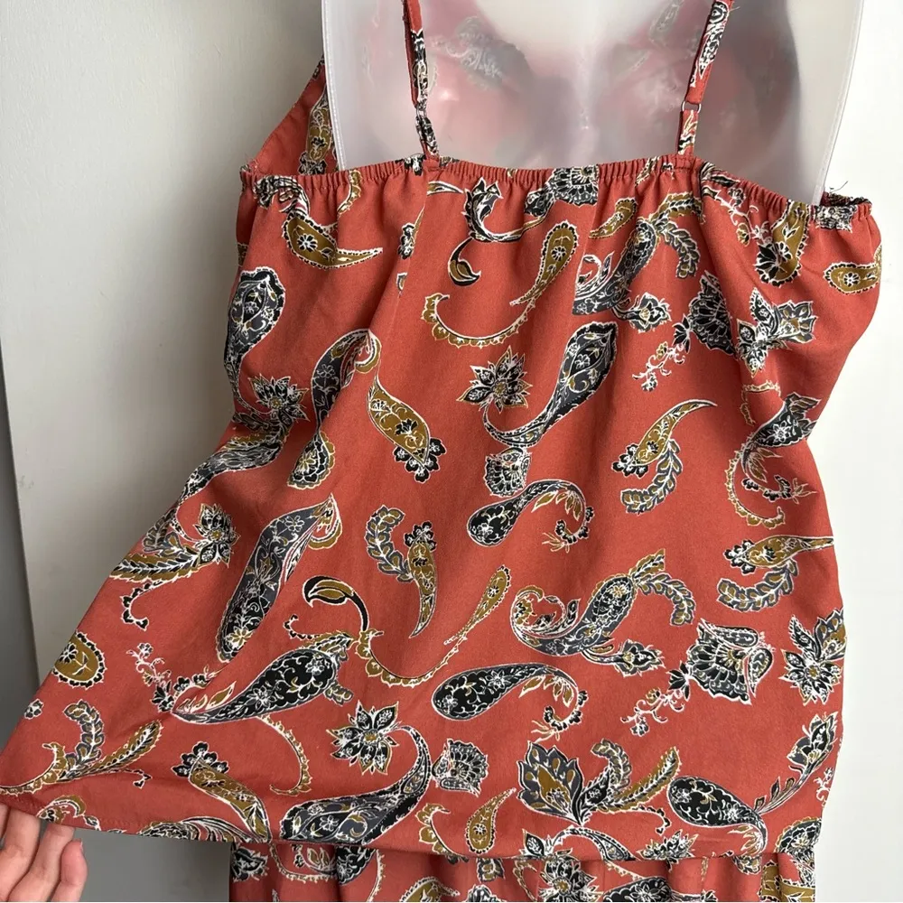 Japna Lounge Womens Matching Set Pajama Sz XL Tank Top Shorts Satin Lace Trim - Image 10