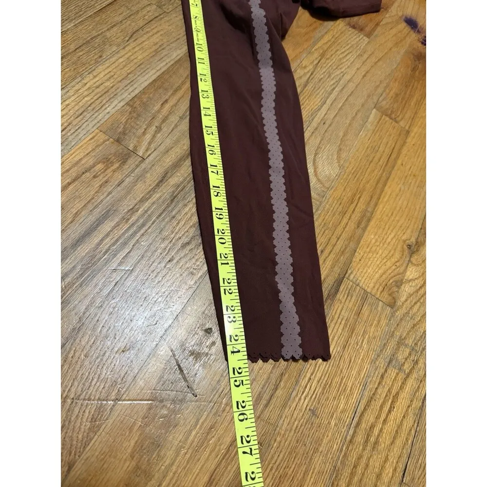 Nike Yoga Luxe High Rise Ankle 7/8 Scallop Eyelet Leggings Burgundy Size Medium - Image 13