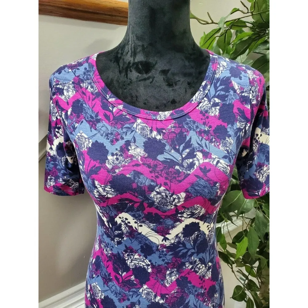 LulaRoe Women Multicolor Polyester Round Neck Half Sleeve Knee Length Dress 2XS - Image 5