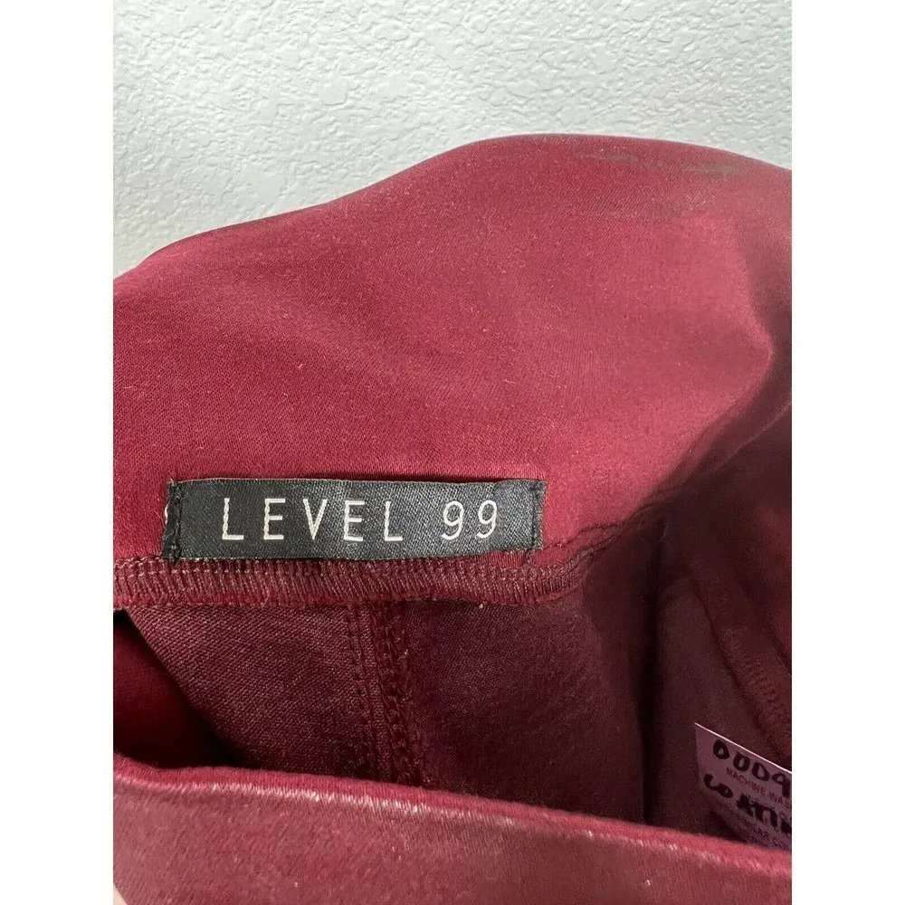 Level 99 Faux Leather Coated Legging Pant Red - Image 4