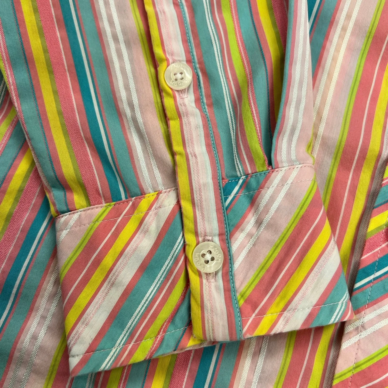 Lilly Pulitzer Multicolor Striped Button Up Shirt Embroidered Logo Size 8 - Image 12