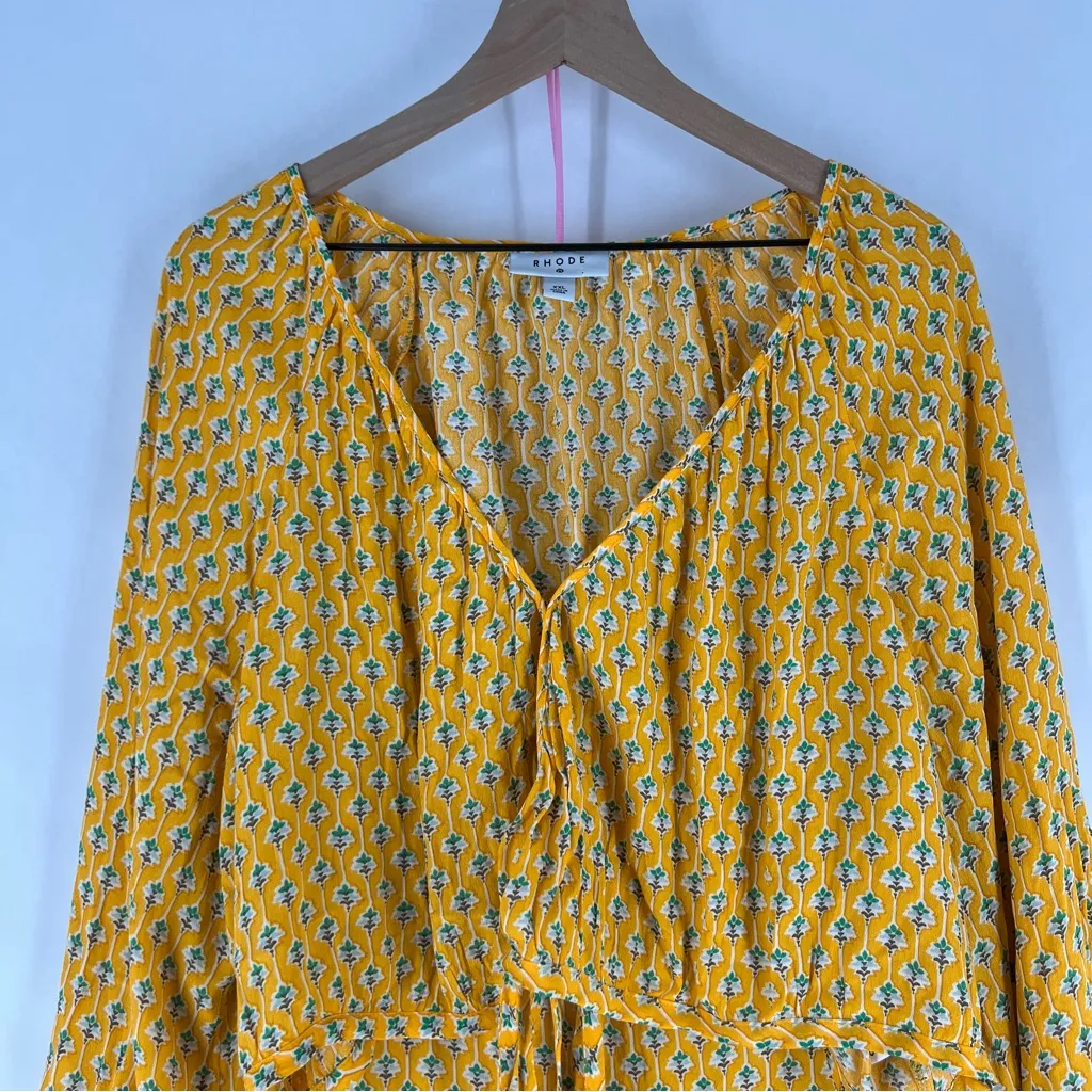 RHODE x Target Womens XXL Lightweight Floral Print Tie Crop Top & Maxi Skirt Set Yellow - Image 3
