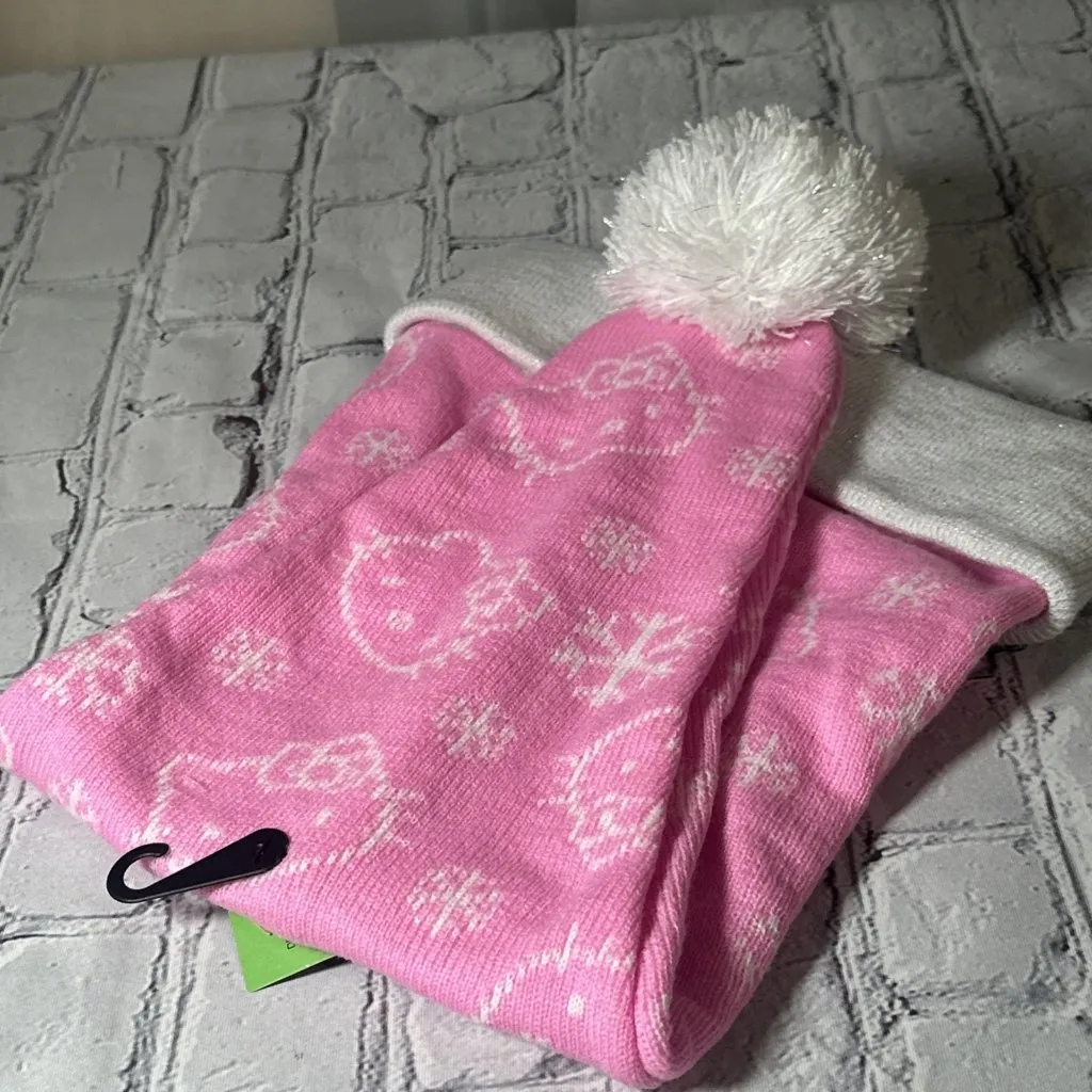 Hello Kitty Pink Face Snowflake Holiday Santa Hat NEW Adult One Size - Image 4