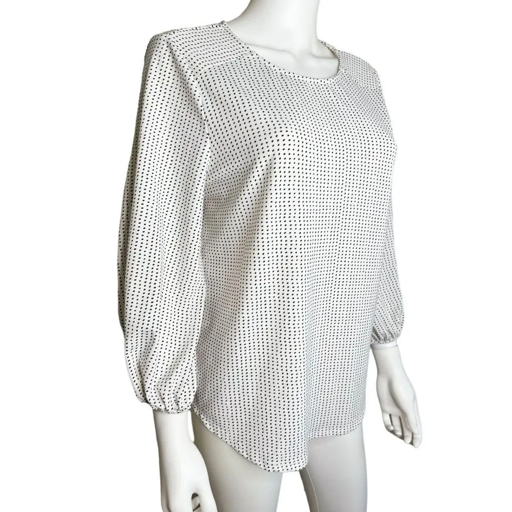 Adrianna Papell white with Black Polka Dots Blouse Size M​​​​​​​ - Image 3