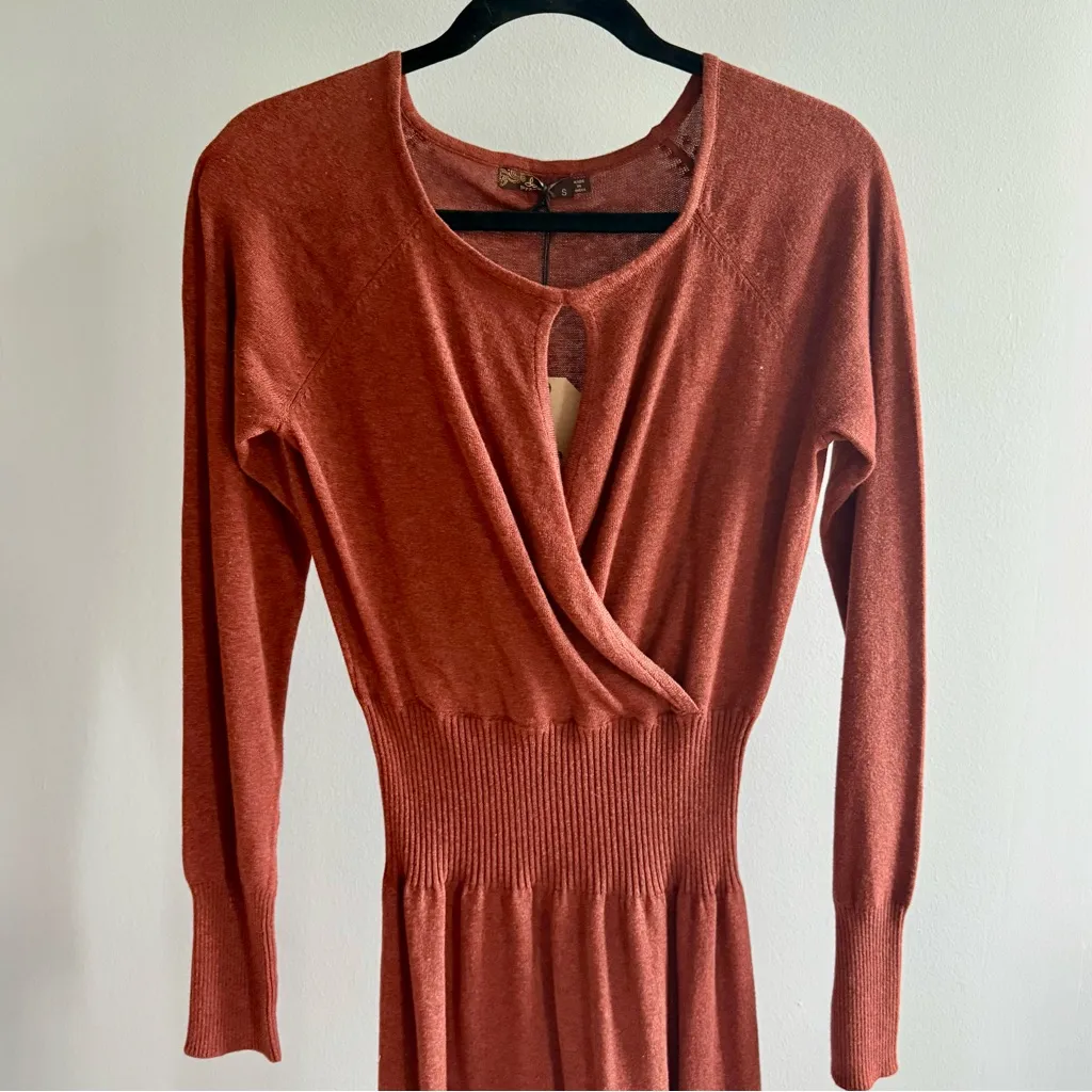 NWT Prana Sonatina Sweater Wrap Dress, Chai Heather Brown | Size Small - Image 4