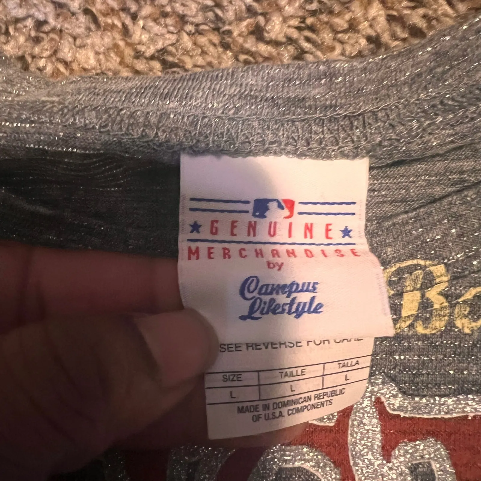 Houston Astros Womens Gray Sparkle T Shirt‎ MLB Baseball Major League Size L - Image 3