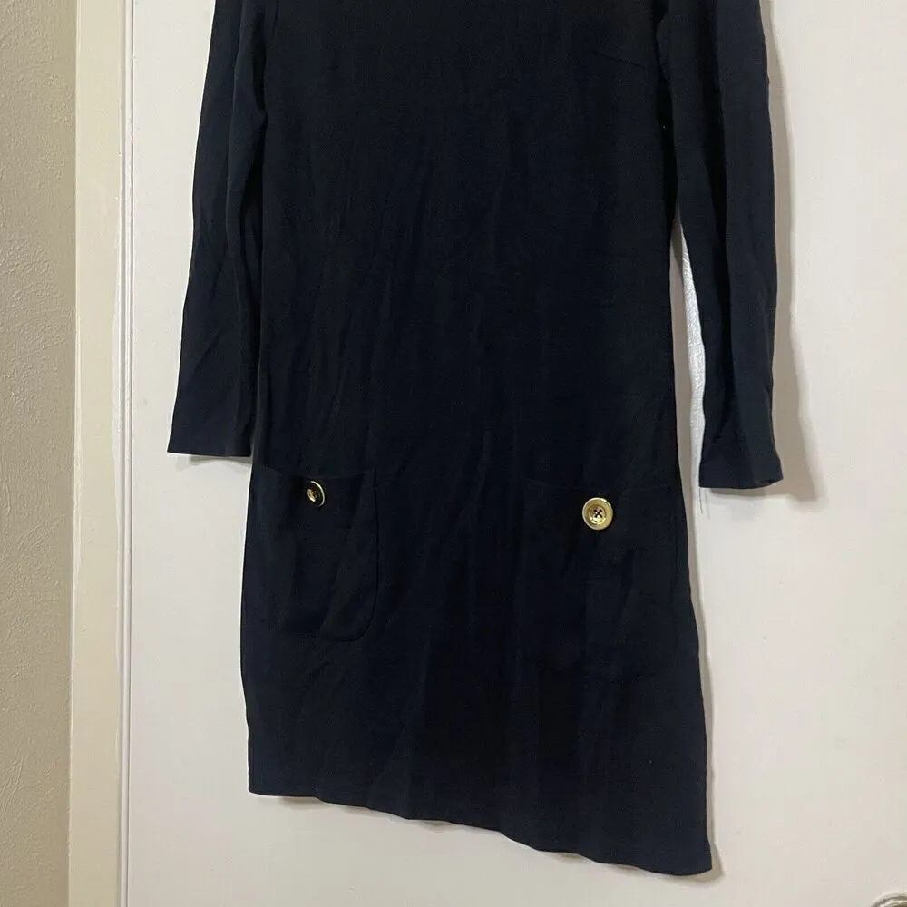 Sail to Sable black long sleeve knit dress gold button detail size XS - Image 2