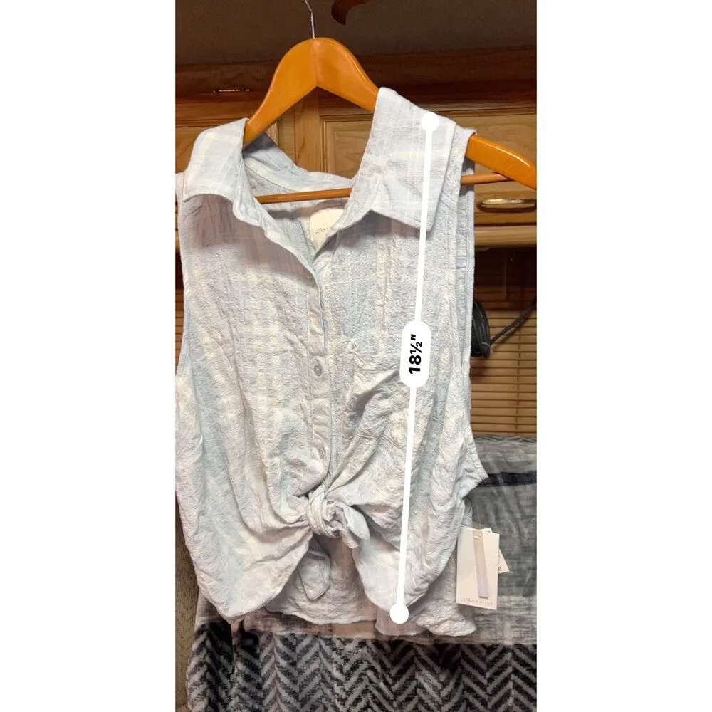 NWT Ultra Flirt Coastal Cowgirl Tie-Front Tank Top - Size 3X - Light Blue - Image 5