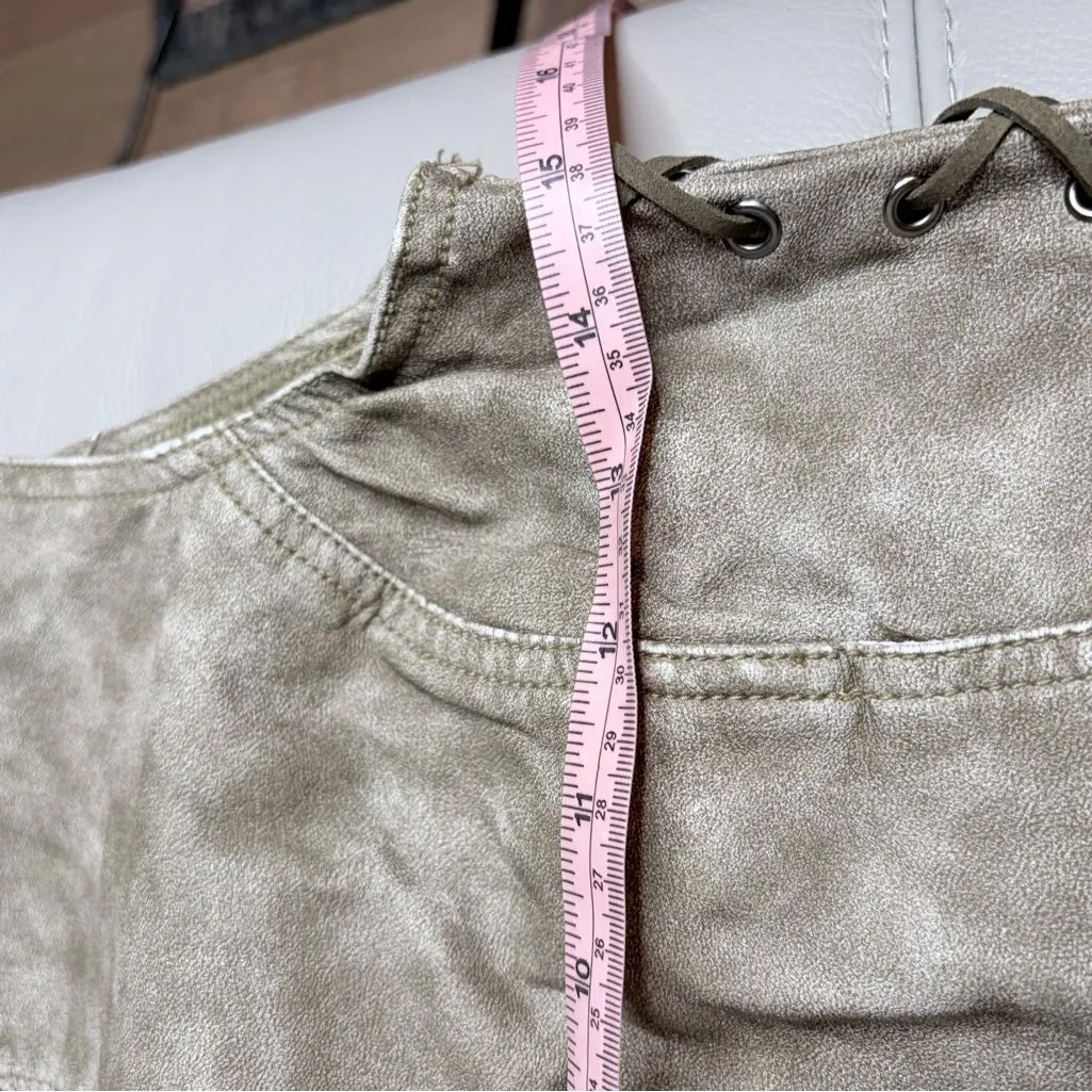 Jade Faux leather side lace distressed motorcycle vest Jacket y2k rock size Xs Gray - Image 6