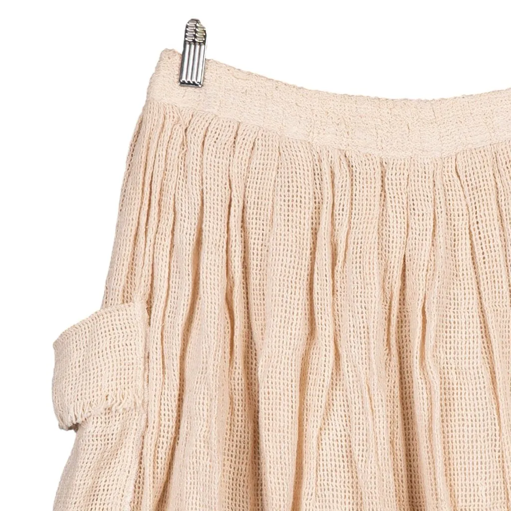 VTG Rattan Skirt 7 Beige Cotton Mesh Pockets Fringe Boho Indie Earthy Peasant Size undefined - Image 2