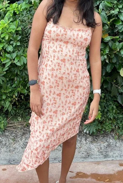 Asymmetrical Midi Floral Dress - Image 3