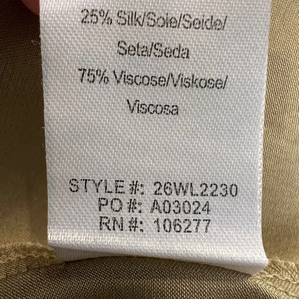 Hale Bob Olive Green Viscose/Silk Button Up Balloon Sleeve Blouse Size S - Image 8