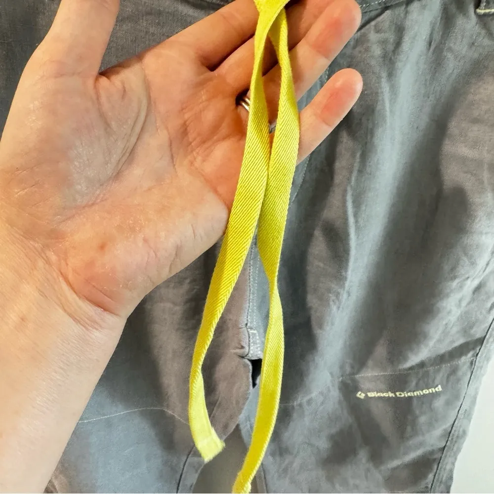 Black Diamond Women’s Poem Pants 100% Linen Grey Neon Green Size 6 - Image 3