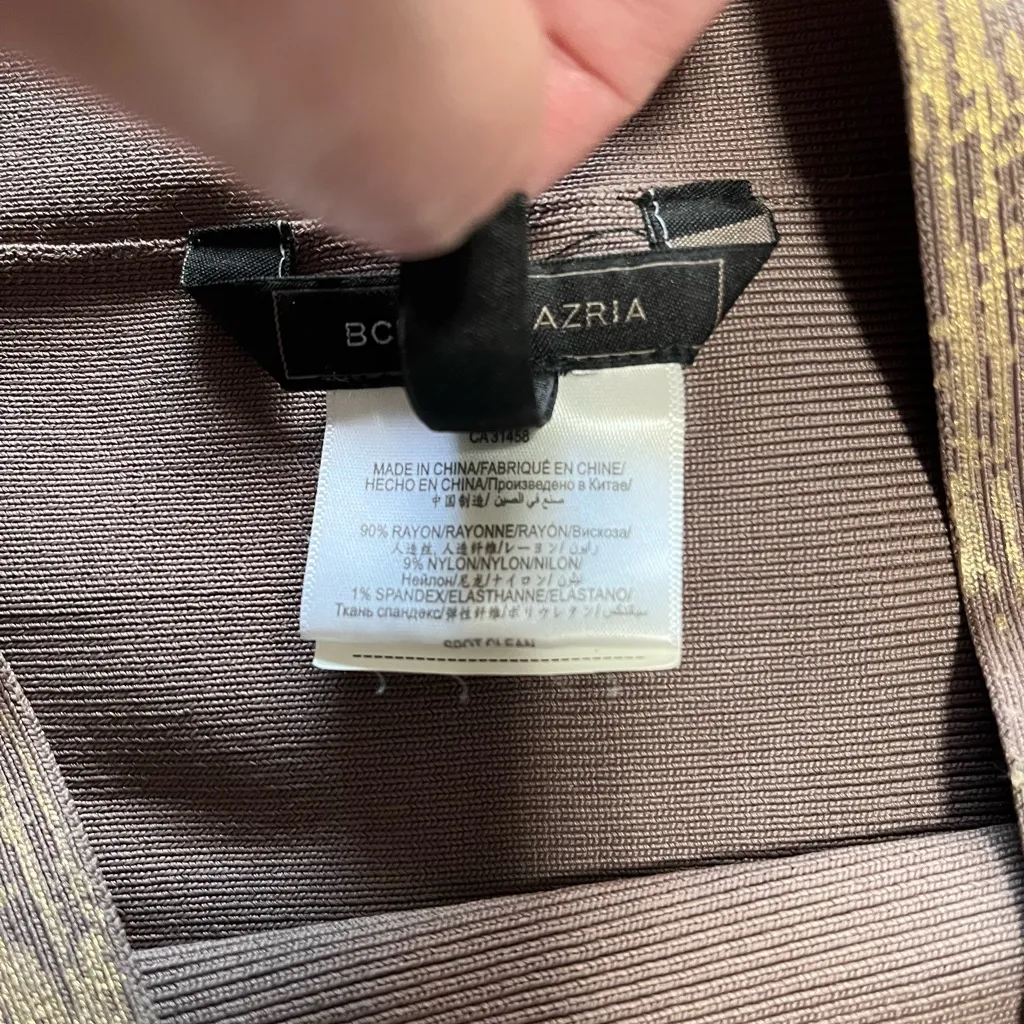 BCBGMaxAzria Foil Gold Bandage Knit Bodycon Skirt Designer Women’s Sz S EUC - Image 6