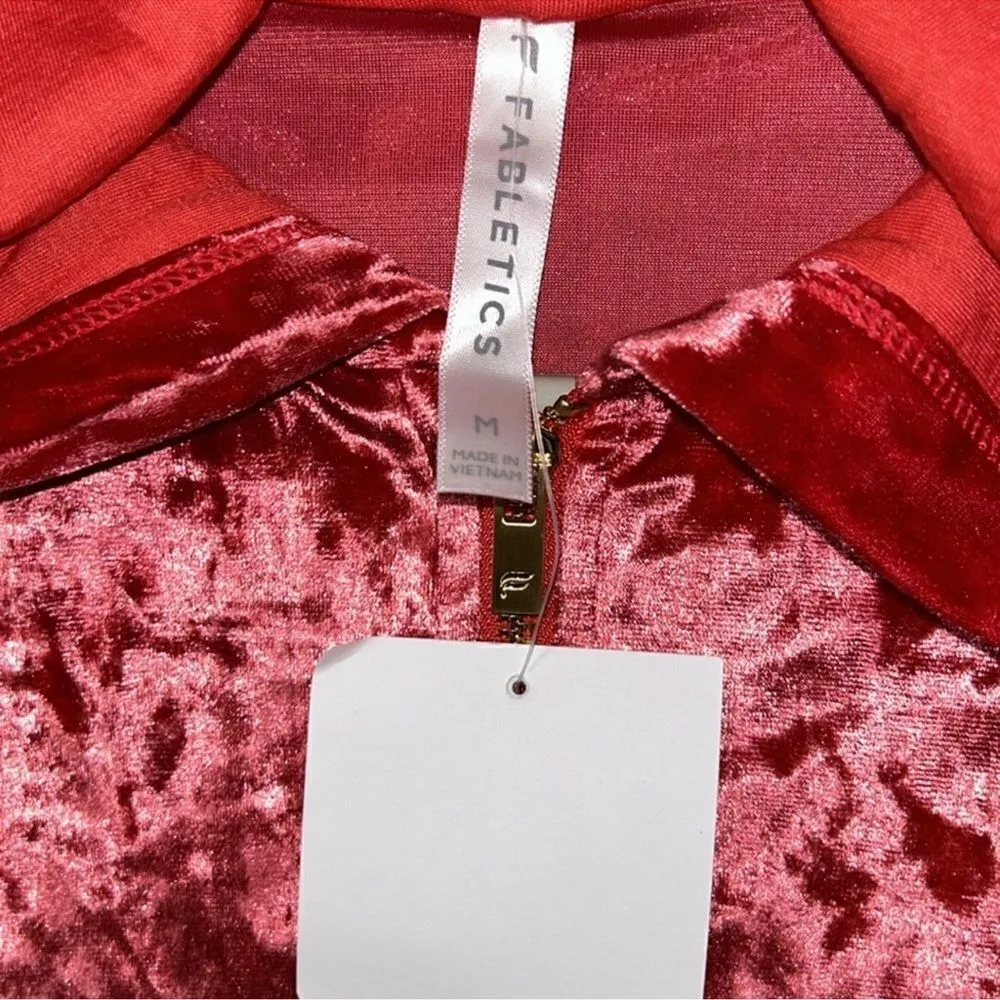 Fabletics  Crushed Velour Zip up Hoodie
Strawberry Red Top(Size Medium) - Image 4