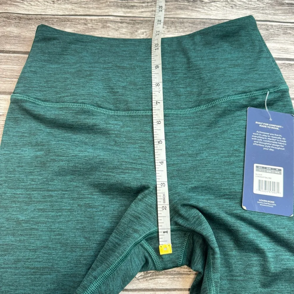 Marika Women's 27" Athletic Gym Workout Leggings Midnight Teal Dark Green Fleece - Image 11