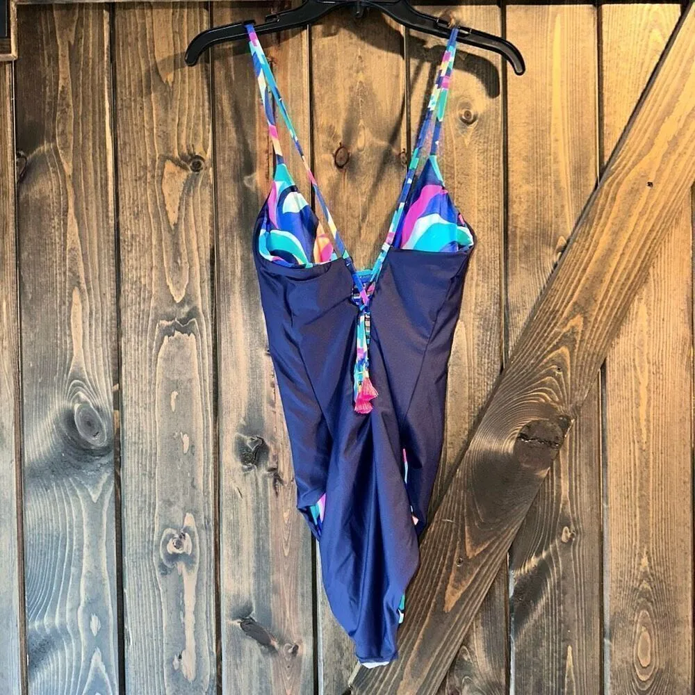 NWOT La Blanca Painted Leaves One Piece Reversible Swimsuit - Image 8