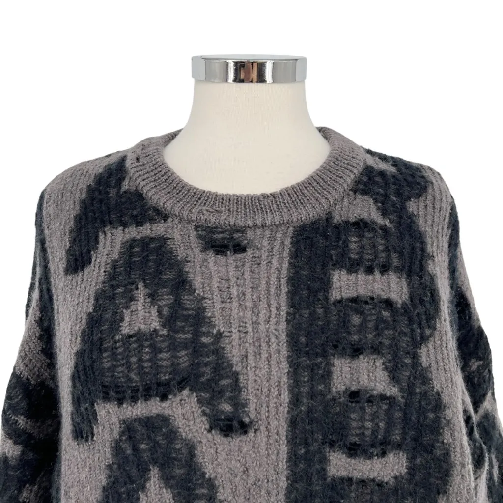 Marc Jacobs The Monogram Distressed Oversized Sweater Gray Black Size XL - Image 2