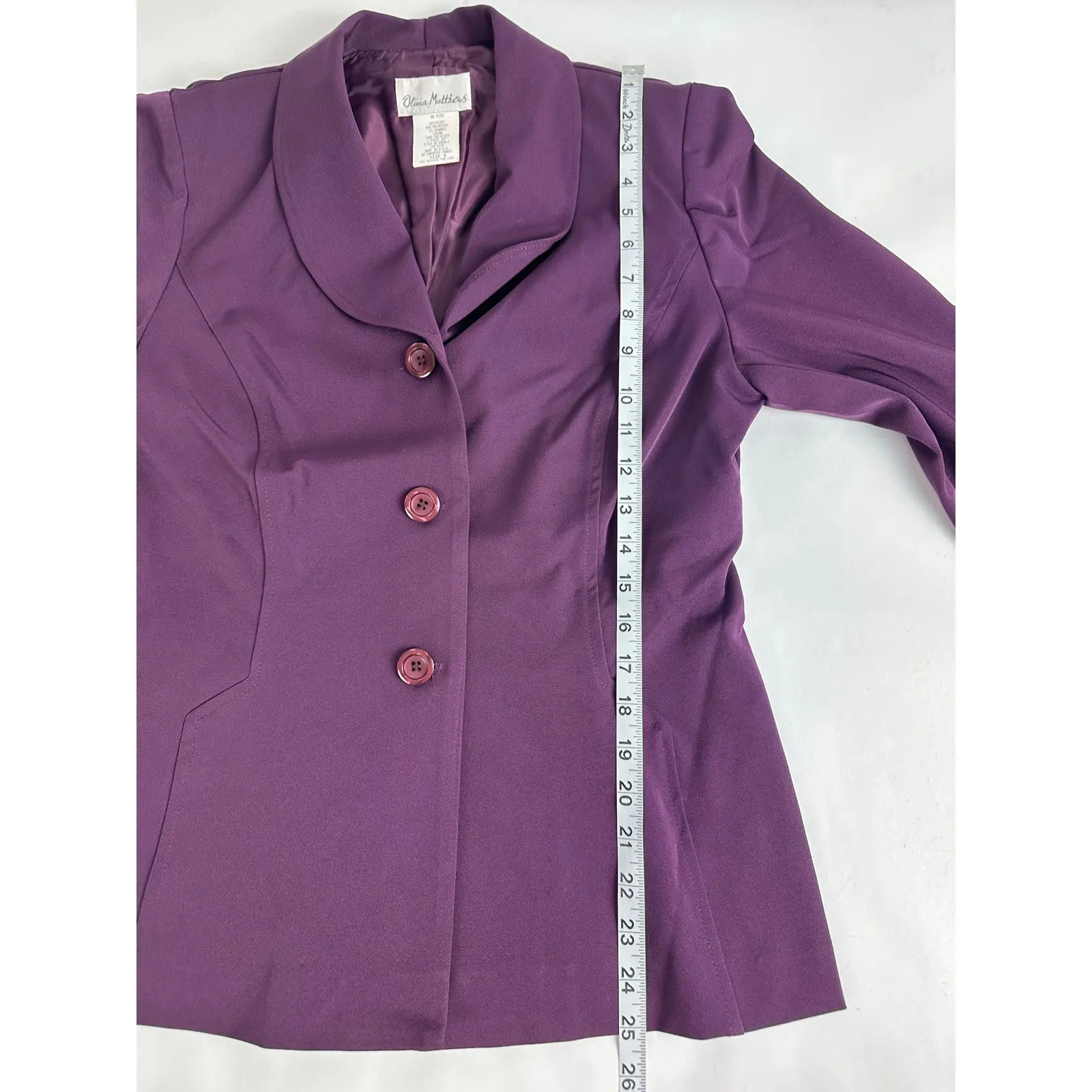 Vintage Size 8 Olivia Matthews Skirt Suit Set Plum Deep Purple Professional - Image 13