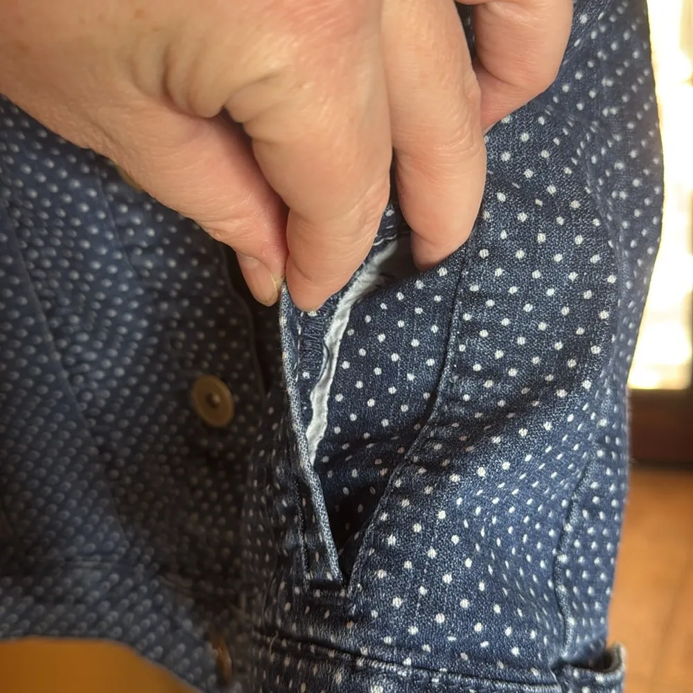 Baccini Polka Dot Blue Jean Jacket Size Small - Image 6