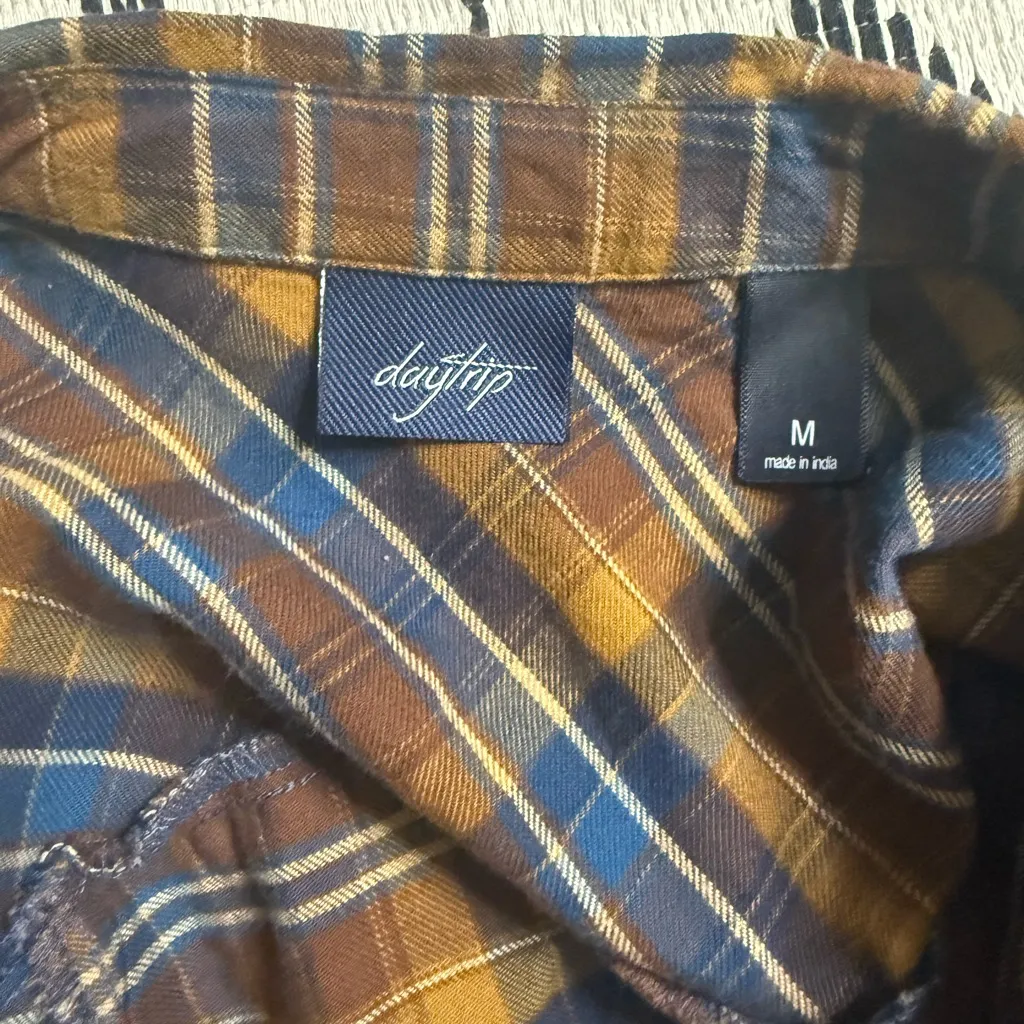 Daytrip Plaid Button-Down Shirt in Blue and Brown - Image 4