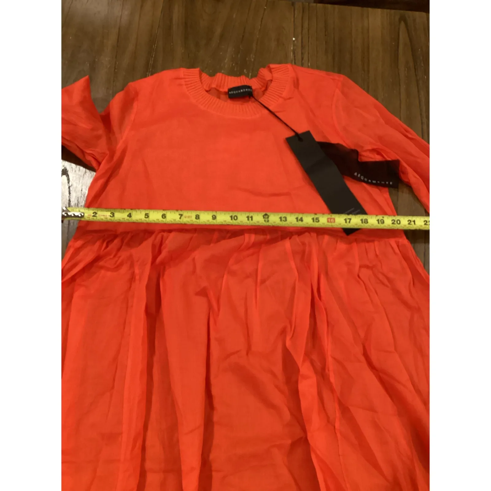 Aequamente Scoop Neck long sleeve 100% cotton red orange Midi Dress S 36 - Image 6