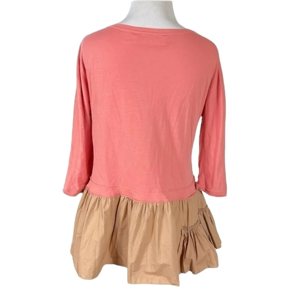 MARNI Color Block Tunic Top Peplum Skirted Hem Pink Peach Tan Size 6 - Image 3