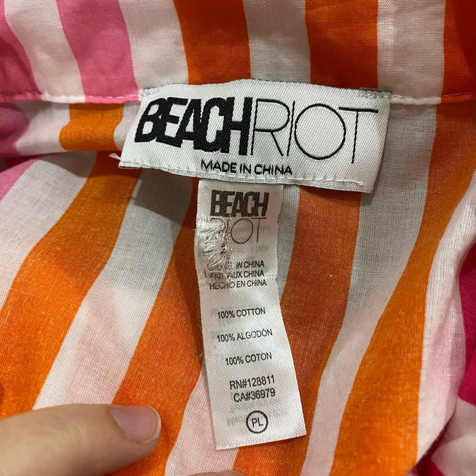 Beach Riot Alexa Sunset Stripe Button Down Swim Cover-Up Shirt Sz L Petite - Image 8