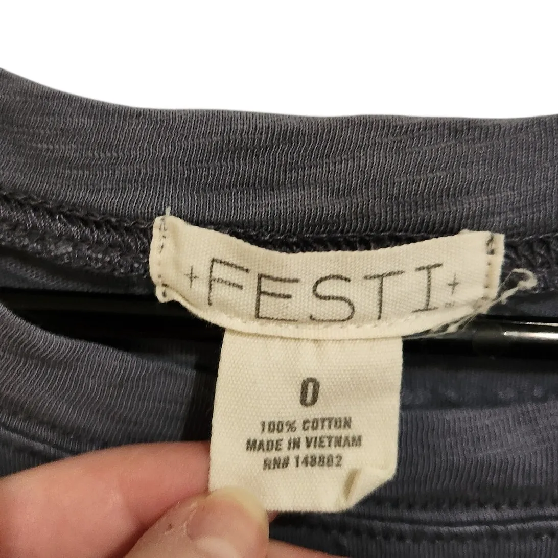 Festi Vintage Black Oversized Tiered Heritage Slub Tee Casual T - Image 4