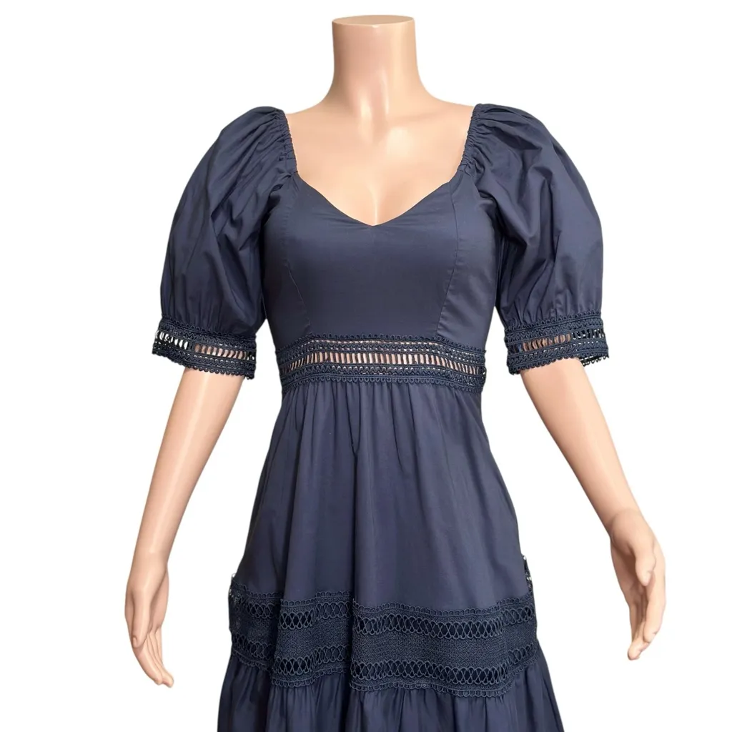 PEIXOTO Isabella Cotton-Poplin Midi Dress, Navy, XS - Image 10