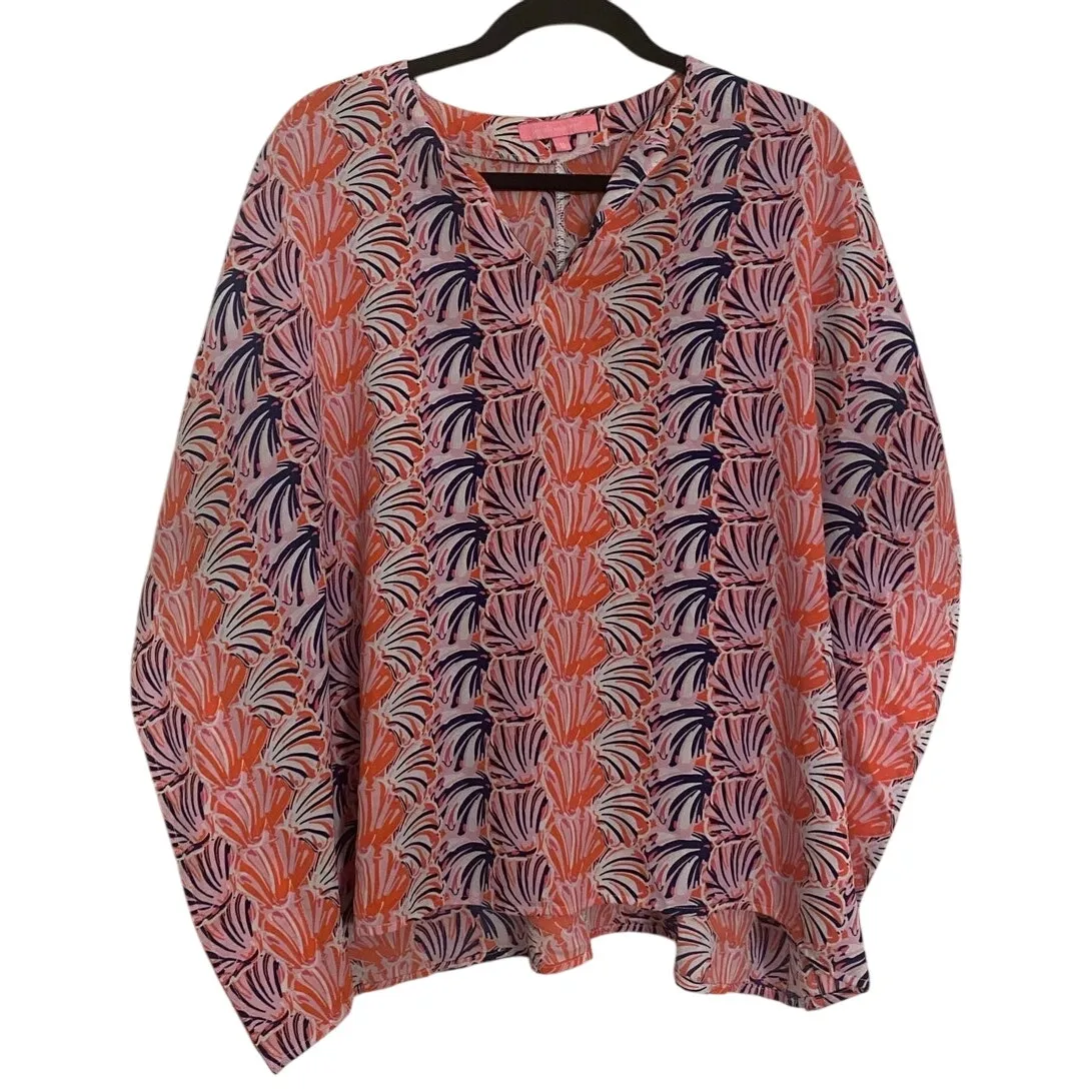 Simply Southern Lightweight Shell Tunic Blue Med Coastal Resort Wear Beach Vacay - Image 3