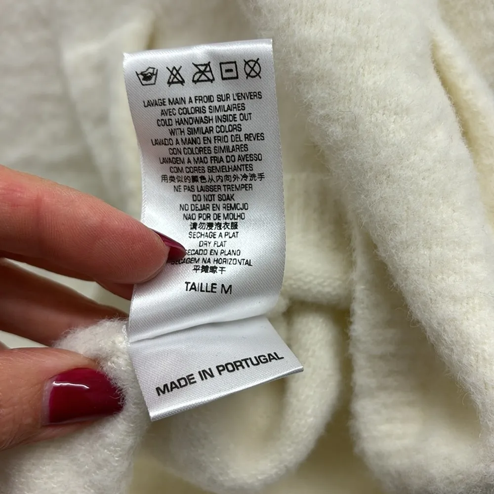 Cop.Copine Ivory Scoop Neck Sweater with Front Pleats Size Medium White - Image 7