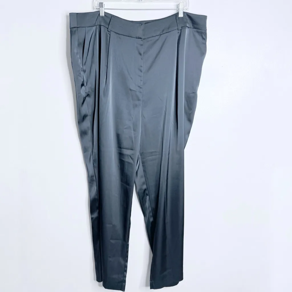 NWT City Chic Rylie Wide Leg Pant‎ In Steel Blue Size XL/22 Lined Satin Feel - Image 2