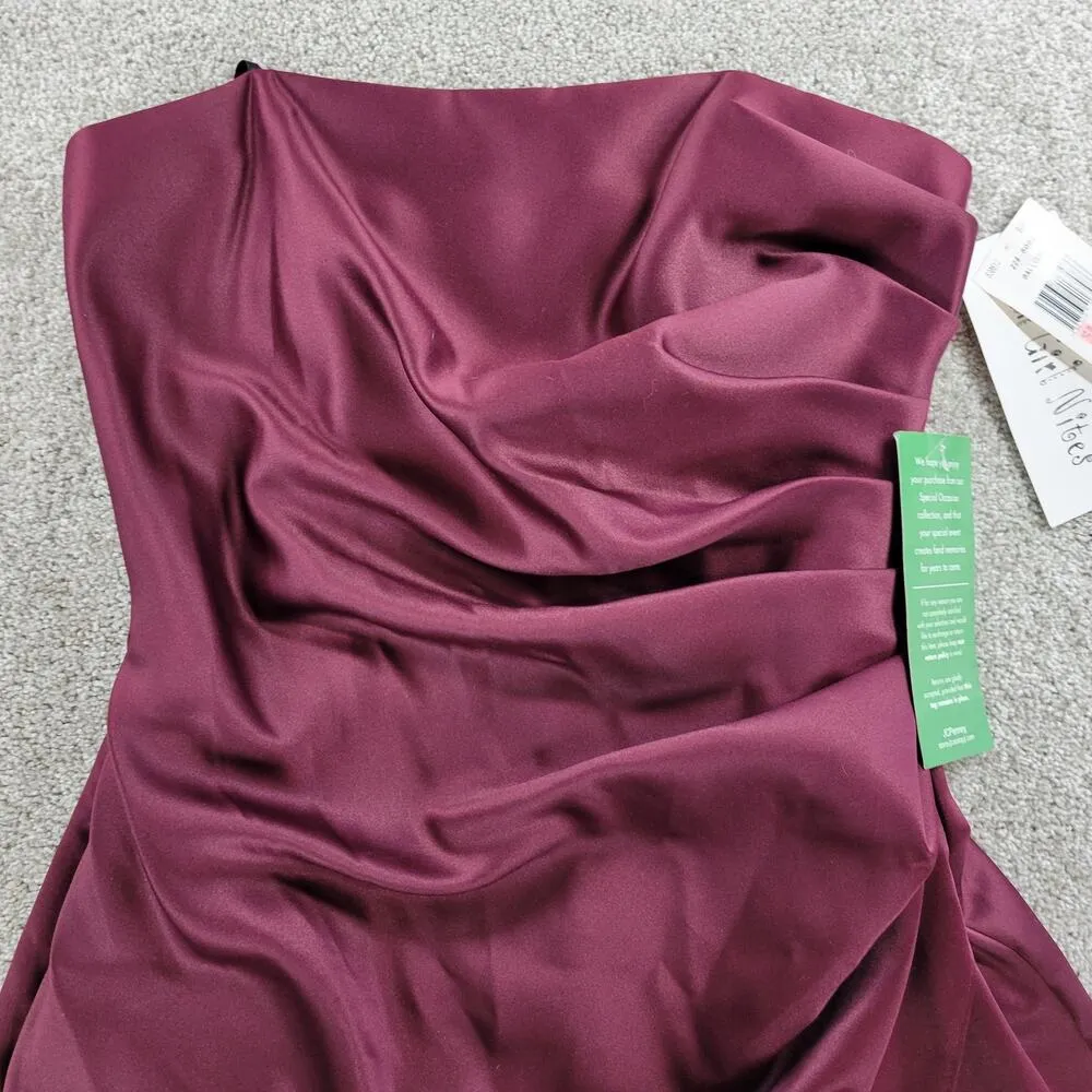 VTG Urban Girl Nites Prom Dress 13/14 Red Satin Faux Wrap Toile Formal Gown Purple - Image 5