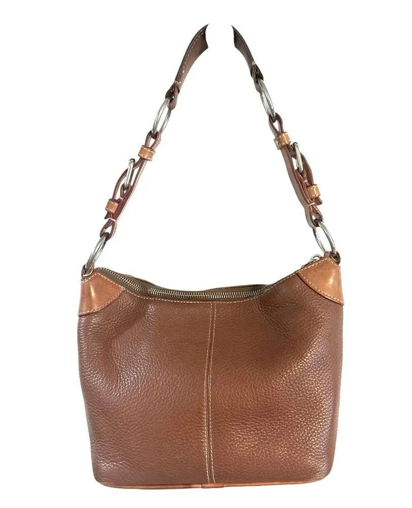 Dooney & Bourke Leather Shoulder Bag Pebble Grain Hobo Brown - Image 2