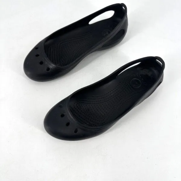 Crocs Women’s Kadee Slip On Ballet Flats‎ Size 7 Shoes Cut Out Vented Black - Image 2