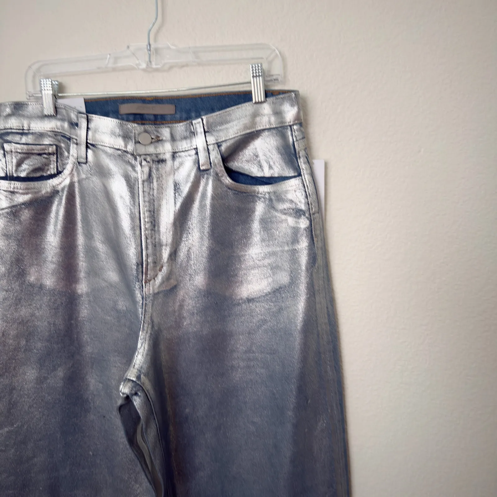 [Anthropologie] Joe's Jeans Mia Silver Foil High Rise Wide Leg Jeans NWT Size 33 - Image 8