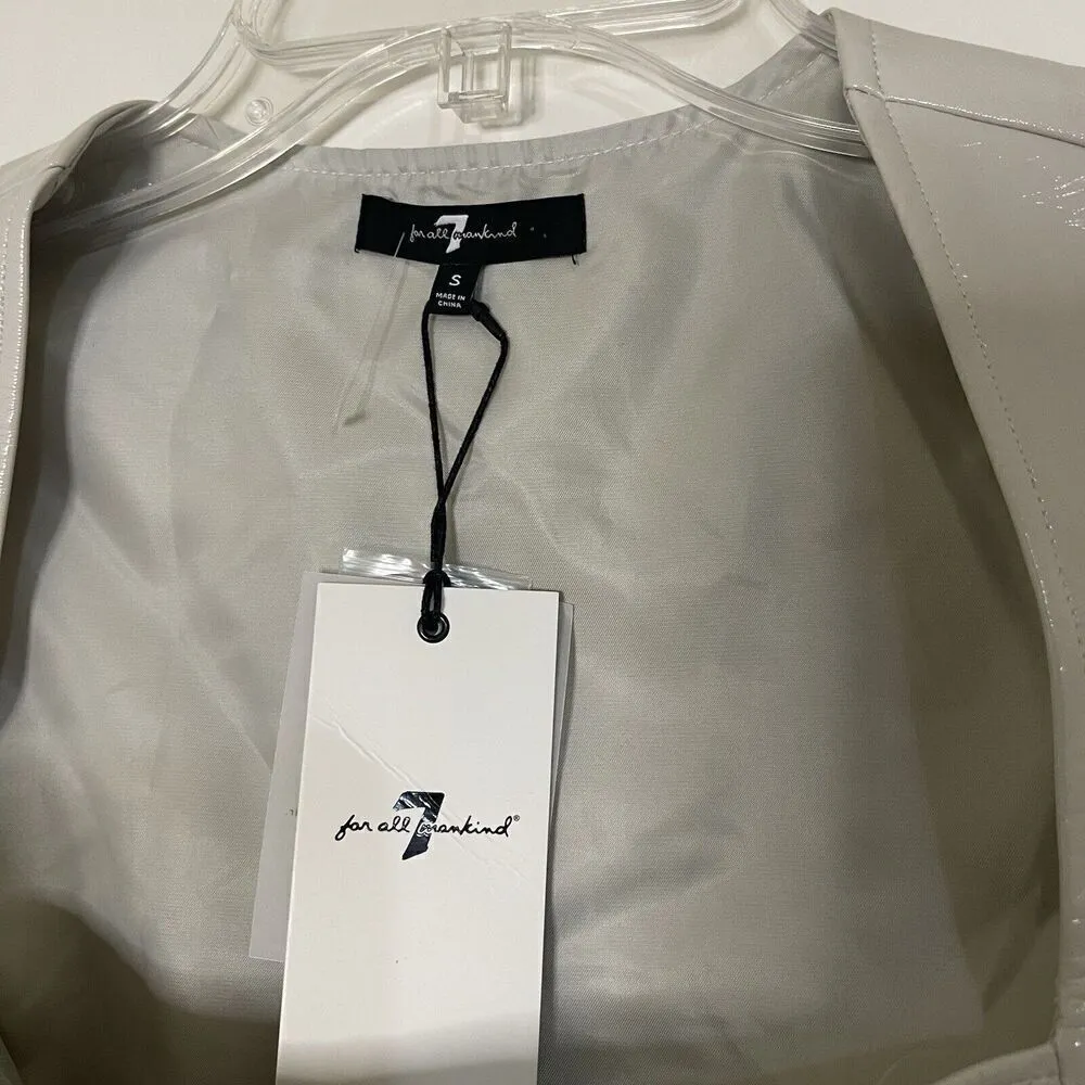 NEW! 7 for all mankind patent faux leather cropped ash gray bustier top Small - Image 2