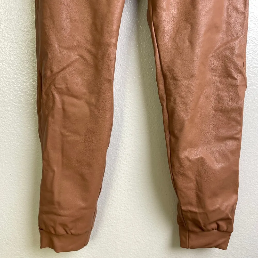 Commando Faux Leather Jogger Pants Small Cocoa Womens Stretch Tapered - Image 4