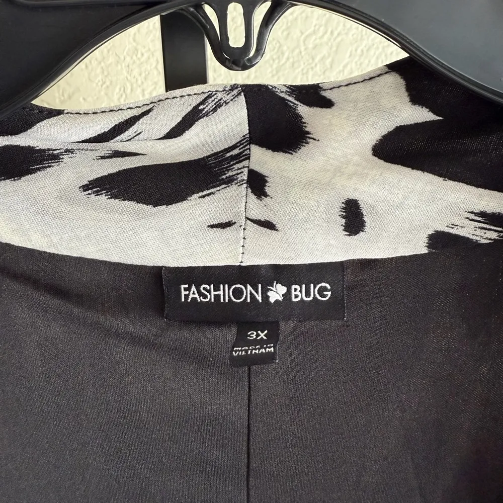 Plus Size 3X Black White Leopard Print Open Front Cardigan Kimono Layering Flowy - Image 5