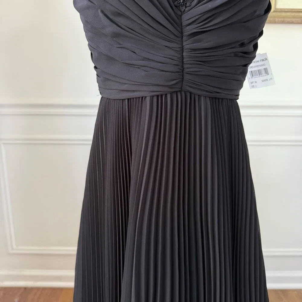 NWT Theia Strapless Accordion Pleat Embellished Dress Black $1300 2 - Image 6