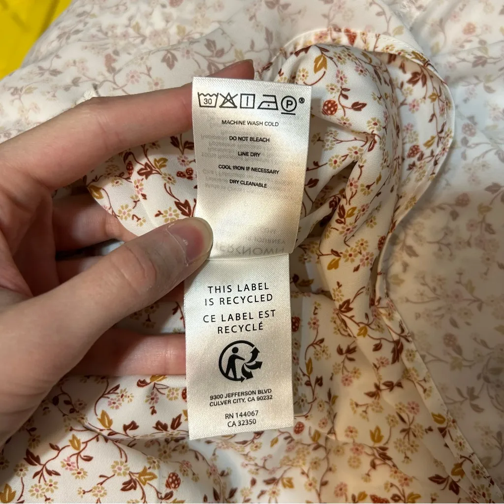 Outerknown Juniper Floral Print V-Neck Short Sleeve Mini Dress Size Small New - Image 11