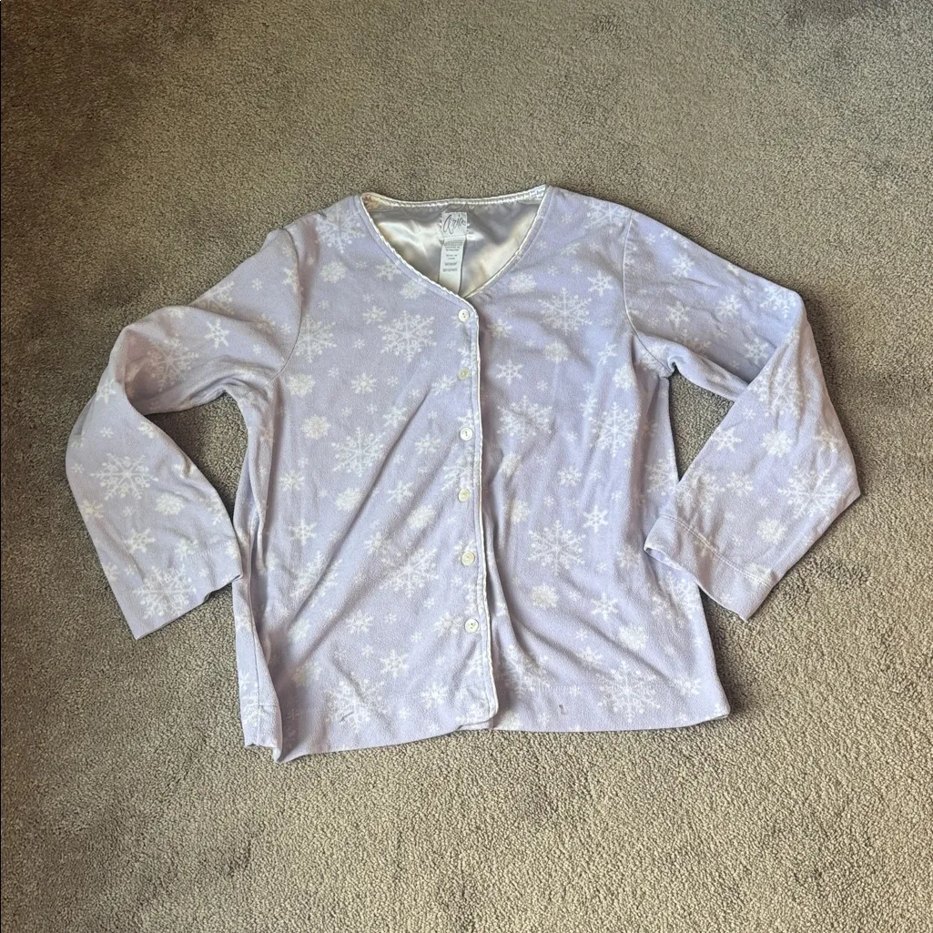 Aria Lavender Purple Snowflake Fleece Pajama Set SIZE M - Image 2