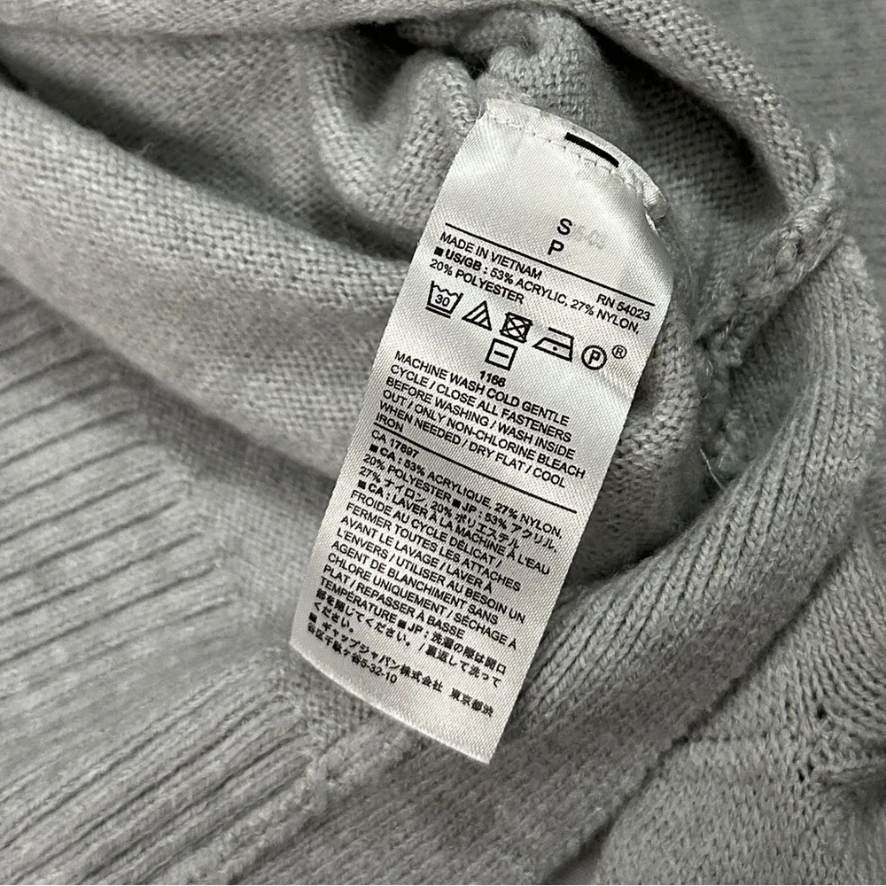 Mock Neck Split Hem Sweater - Light Grey - S - Image 13